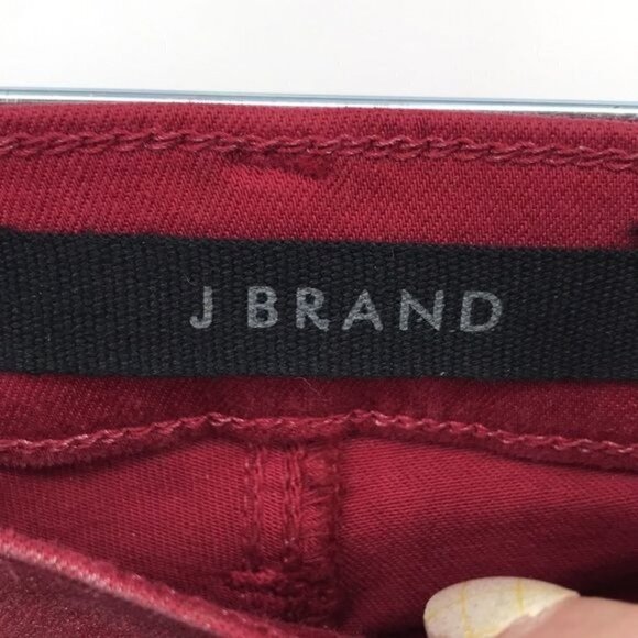 J Brand Alana High Rise Jagged Opium Python Red Size 23 New - Picture 5 of 12